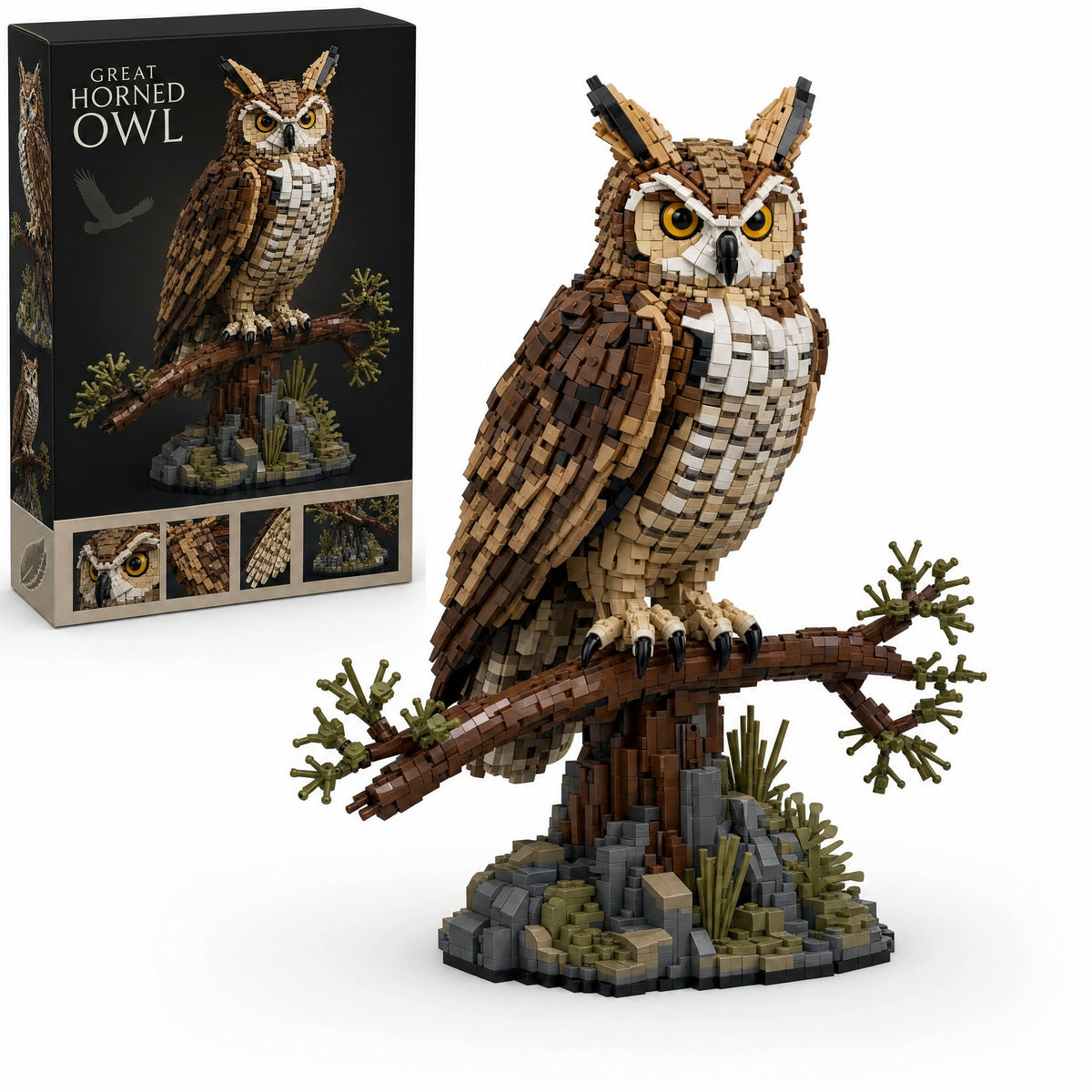 Great Horned Owl brick set