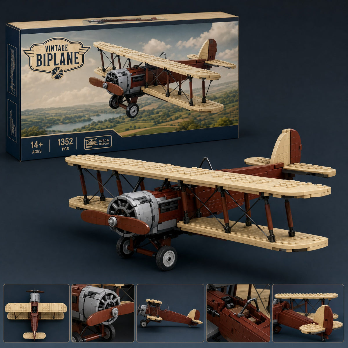 Vintage Biplane brick set